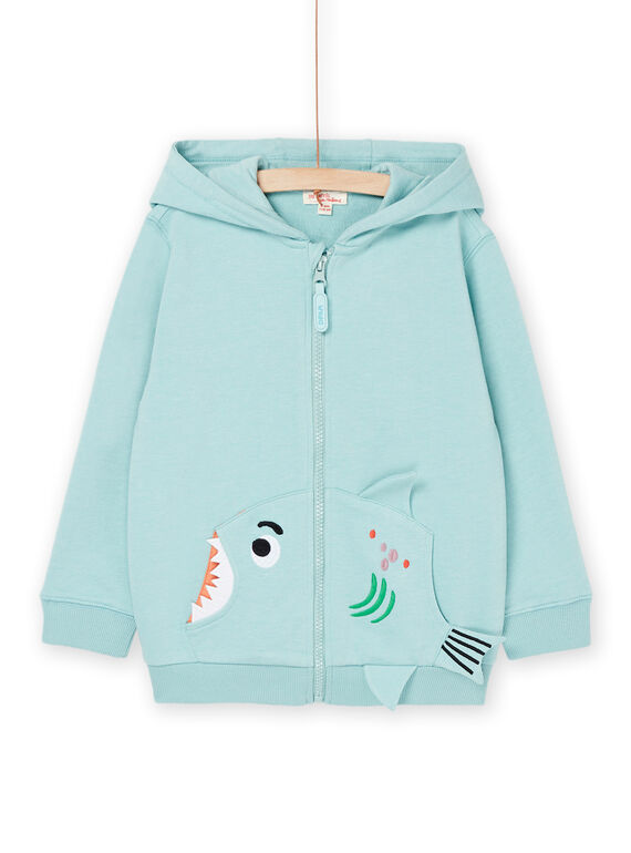 Felpa blu celadon con motivo pesce ROEXOGIL / 23S902V1GIL204