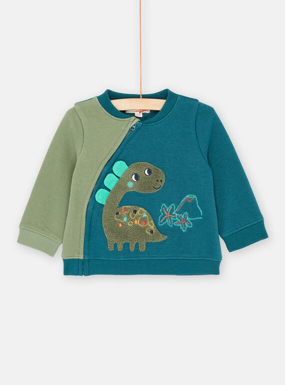 Cardigan kaki e petrolio in tessuto felpato neonato SUVERHOJOG / 23WG10J1GILG611
