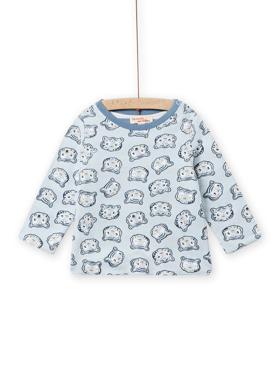 T-shirt double face blu e bianca neonato NUMOTEE2 / 22SG10N2TML020