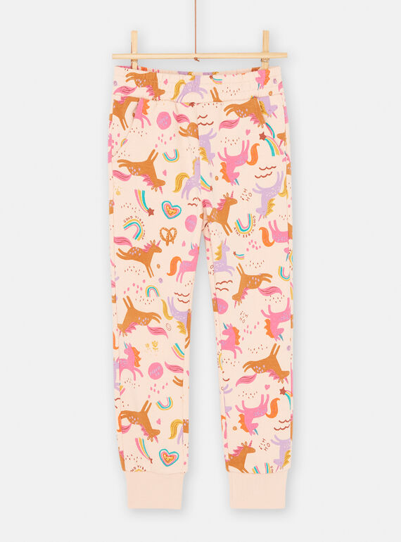 Pantaloni sportivi rosa con stampa unicorno bambina SAVERPANT / 23W901J1PAND322