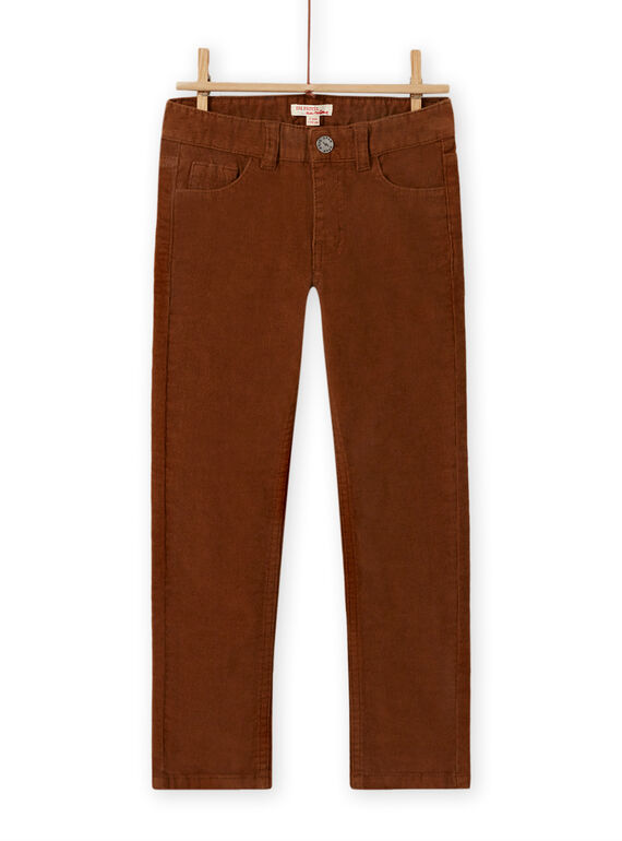 Pantaloni in velluto a costine a tinta unita marroni bambino MOJOPAVEL9 / 21W902N5PAN812