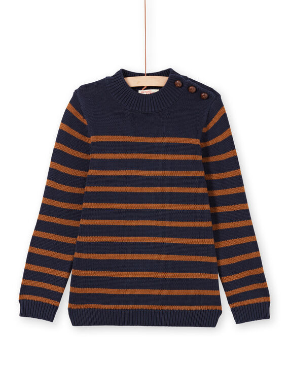 Maglia navy e marrone a righe bambino MOJOPUL2 / 21W90211PUL812