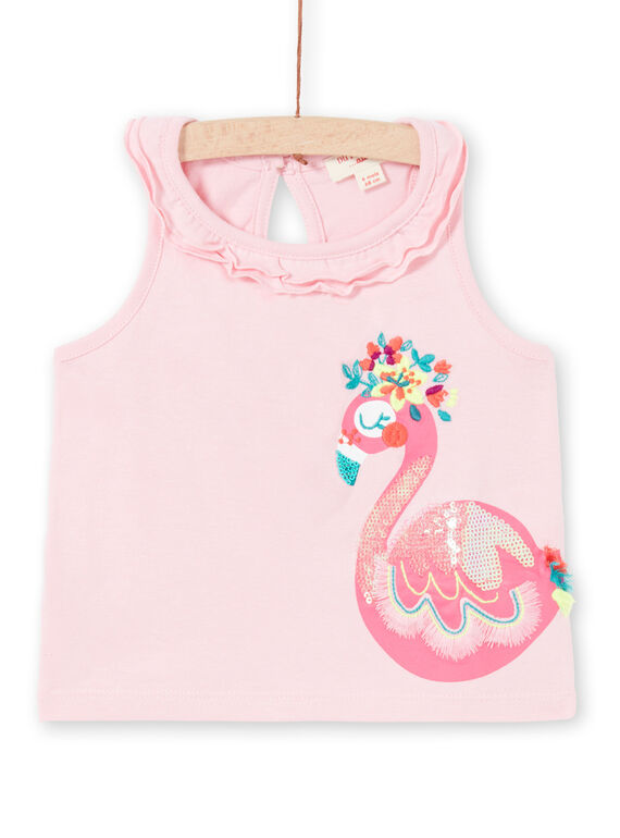 Canottiera rosa con volant neonata LIBONDEB / 21SG09W1DEBD318