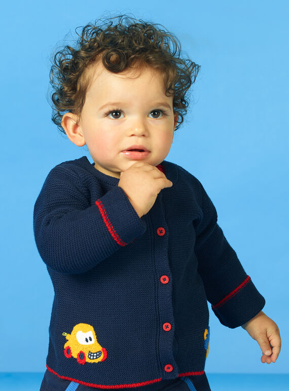 Cardigan blu notte in maglia sottile neonato LUHAGIL / 21SG10X1GIL713
