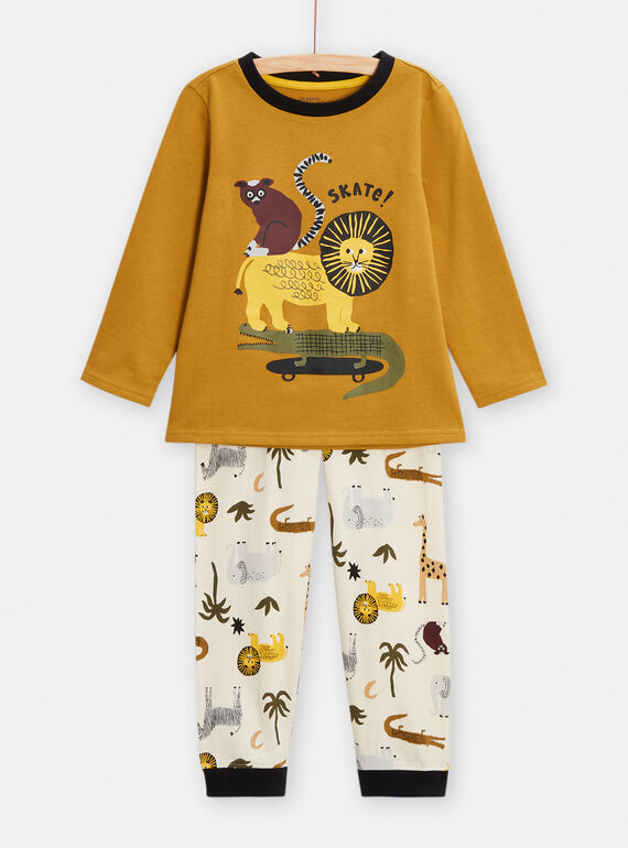 Pigiama marrone ed ecrù con motivo safari bambino TEGOPYJJUN / 24SH1247PYJG606