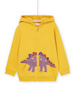 Felpa con cappuccio giallo in tessuto felpato ROMAGIL / 23S902T1GIL106