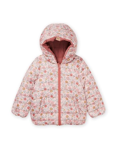 Piumino con cappuccio double face, lato tinta unita e lato stampa fiori PAFOXDOUNE / 22W901F3D3ED321