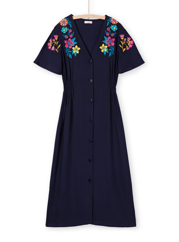 Abito blu scuro a fiori donna LAMUMROB2 / 21S993Z2ROBC211