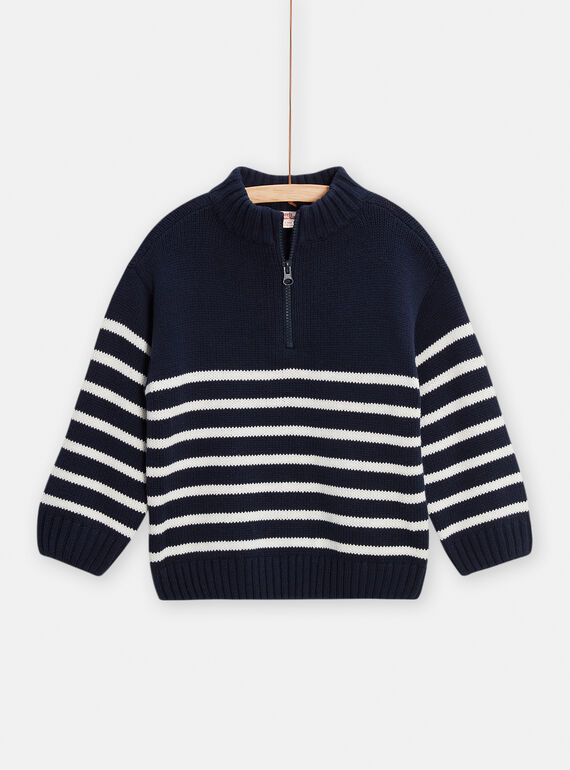 Maglia navy con stampa a righe bambino TOJOPUL1 / 24S902B1PUL705