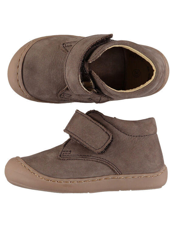 Stivaletti morbidi pelle scamosciata taupe neonato GBGBOTIFLET / 19WK38I1D0F803