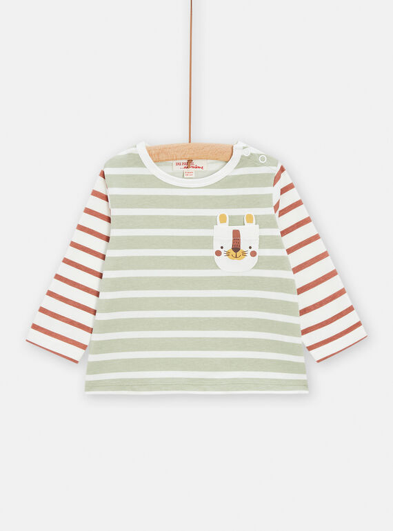 T-shirt ecrù con stampa a righe bambino TUJOTEE2 / 24SG10B3TML001