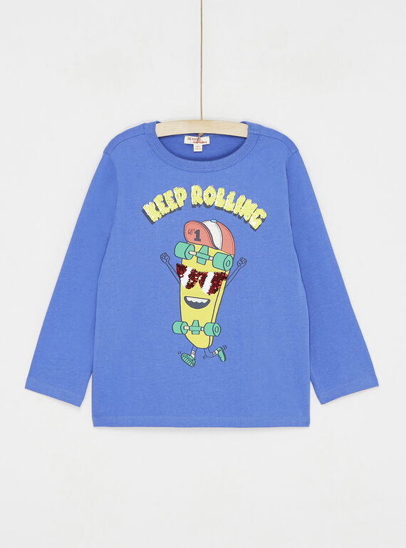 T-shirt blu pervinca con motivo skate SOLINTEE1 / 23W902H2TML221