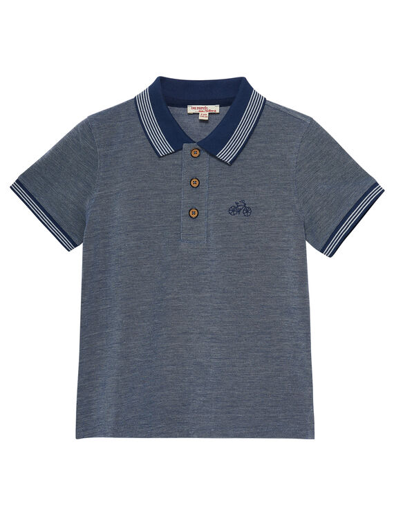Polo bambino bicolore navy con collo a righe JOPOEPOL / 20S902G1POL720