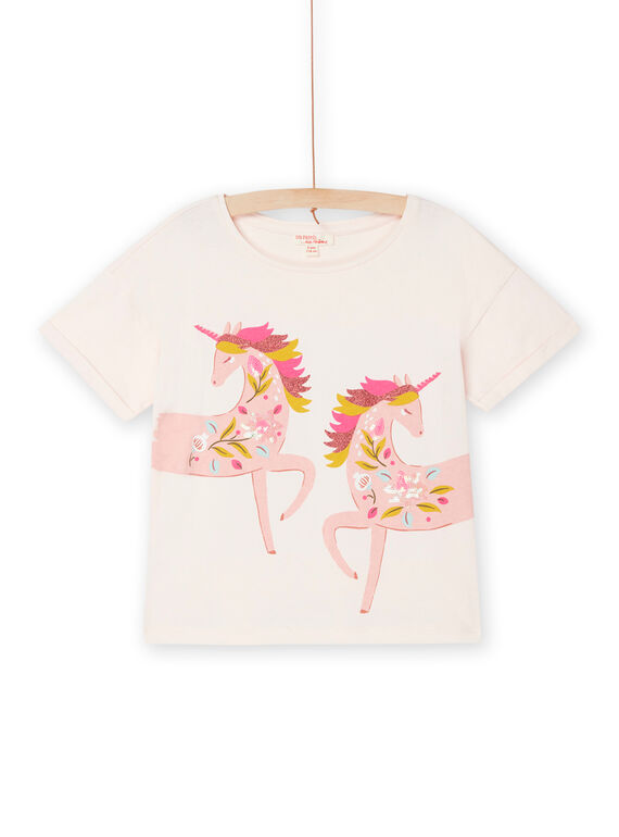 T-shirt rosa confetto con stampa unicorni RAMAGTI3 / 23S901T3TMCD310