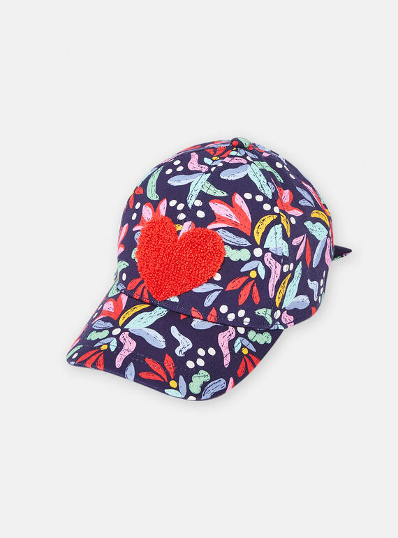Cappellino blu zaffiro con stampa a fiori bambina TYACAP3 / 24SI01F3CHAC211