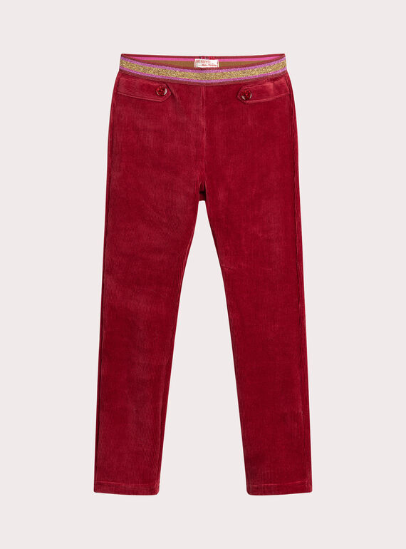 Legging rosa effetto velluto a coste per ragazza  VAJOMIL4 / 24W901H2PANF529