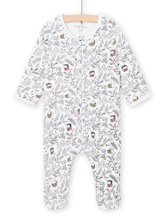 Tutina bianca con stampa foresta fantasia nascita unisex NOU1GRE7 / 22SF0544GRE000