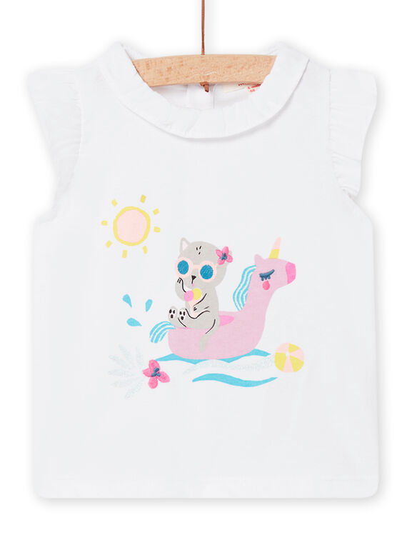 T-shirt bianca con motivi fantasia neonata NIFICBRA / 22SG09U2BRA000