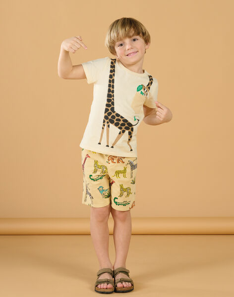 T-shirt crema con motivo giraffa ROJUNTI5 / 23S902U5TMCA002