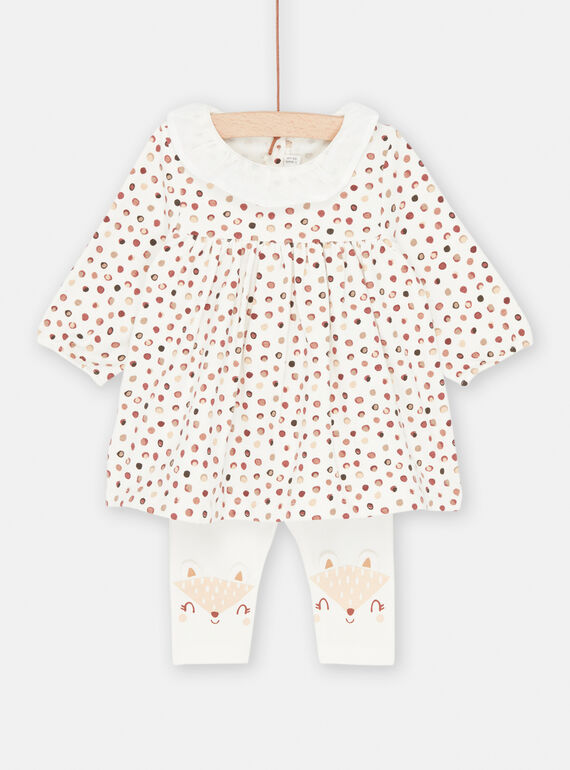 Set abito e leggings bianco e marrone SOU2ENS2 / 23WF0321ENSA001