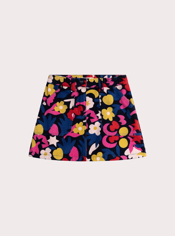 Gonna in velluto a coste stampata colorata per ragazza  VAROJUP / 24W901P1JUP070