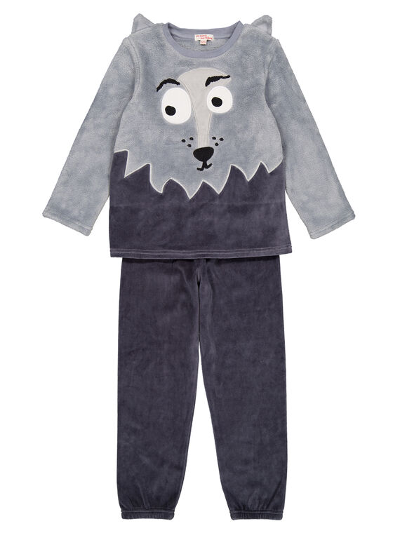 Pigiama grigio in velluto e soft boa bambino GEGOPYJBOA2 / 19WH12N4PYJJ923