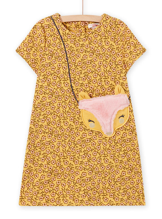 Abito giallo con stampa a fiori e motivo borsa bambina MASAUROB4 / 21W901P4ROBB107