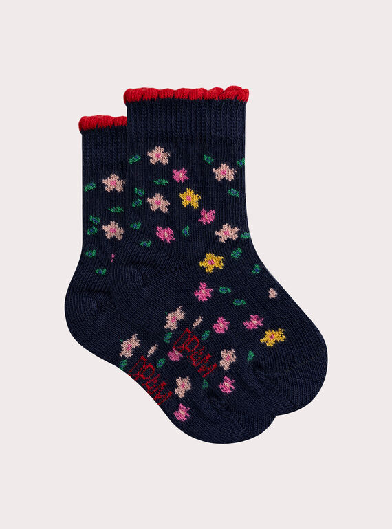 Calze marine fiorite per bambina  VYIROSOQ / 24WI09H3SOQ070