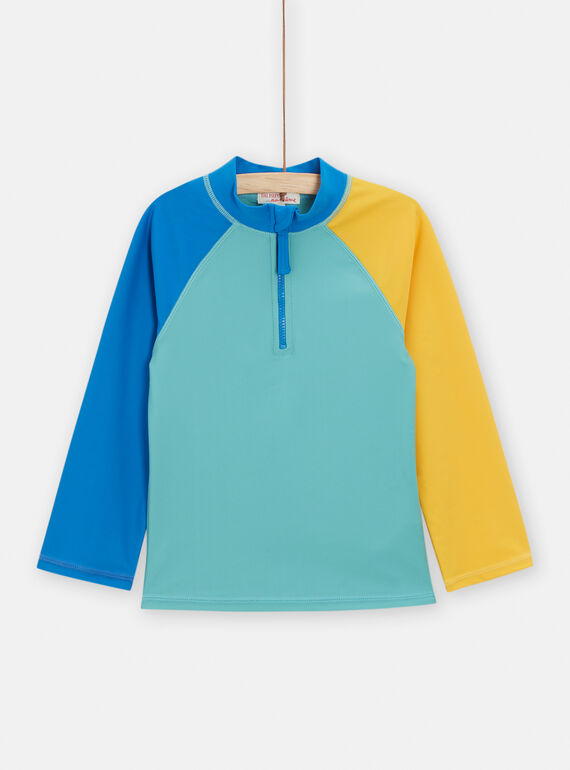 Costume t-shirt turchese con maniche a contrasto bambino TYOMERUVTI1 / 24SI02G2TUV202