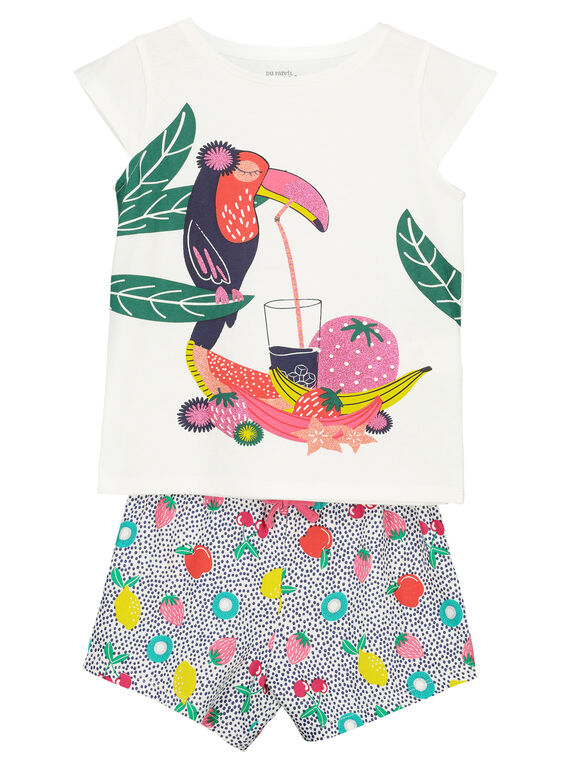 Pigiama corto bambina con stampa tropicale FEFAPYJTOU / 19SH11H6PYJ000