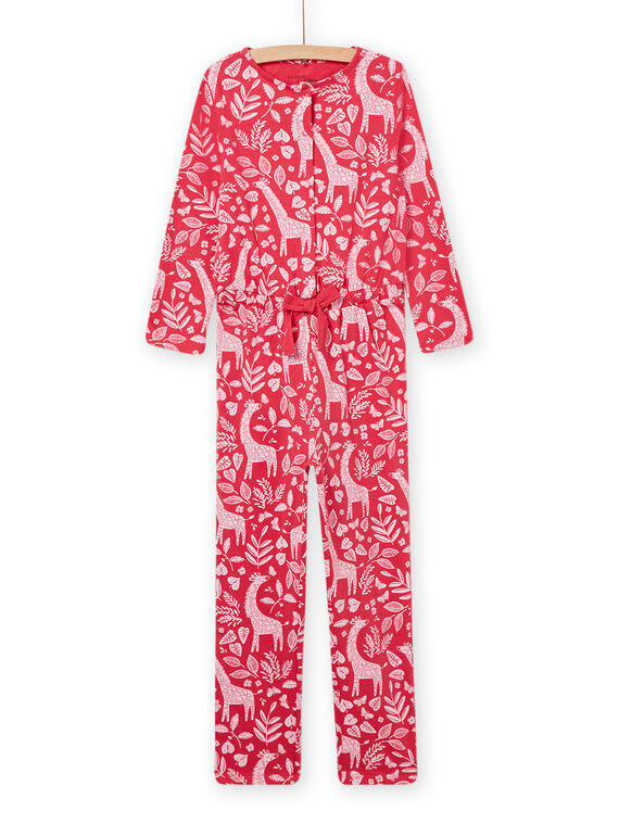 Tuta pigiama rosa con stampa foglie e giraffa bambina NEFACOMBGIR / 22SH11G1D4FD318