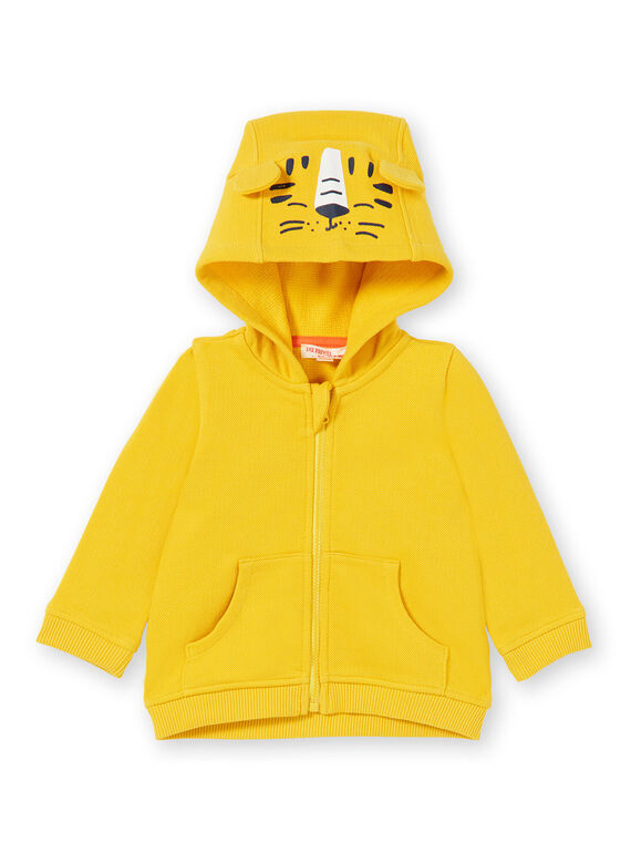 Felpa con cappuccio gialla in cotone neonato LUJOGIL1 / 21SG1032GIL106