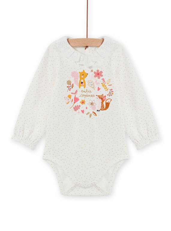 Body maniche lunghe a pois e motivi fantasia neonata MISAUBOD / 21WG09P1BOD001