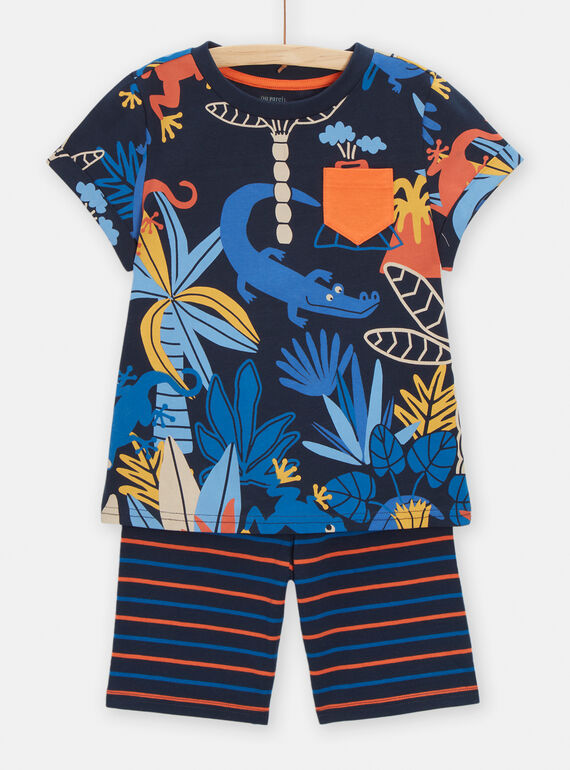 Pigiama blu notte con stampa tropicale bambino TEGOPYCTROP / 24SH1252PYJ705