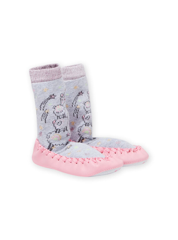 Pantofole alte grigio melange motivo lama neonata MICHO7LAMA / 21XK3721D08943