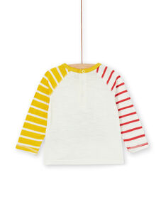 T-shirt ecrù e gialla in cotone neonato LUNOTEE3 / 21SG10L1TML001