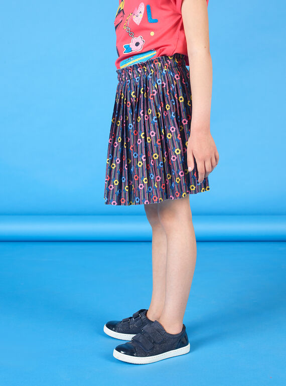 Gonna rosa e blu con stampa a fiori bambina LAHAJUP / 21S901X1JUP070