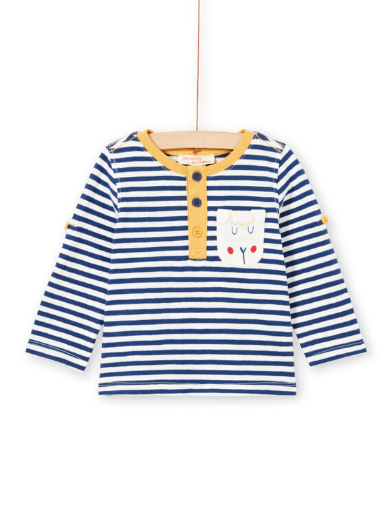 T-shirt a righe a maniche lunghe rimboccabili neonato MUJOTUN2 / 21WG1024TML713