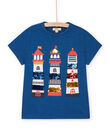 T-shirt blu con stampa fari ROBLETI / 23S90231TMCC204