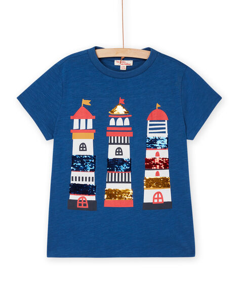 T-shirt blu con stampa fari ROBLETI / 23S90231TMCC204