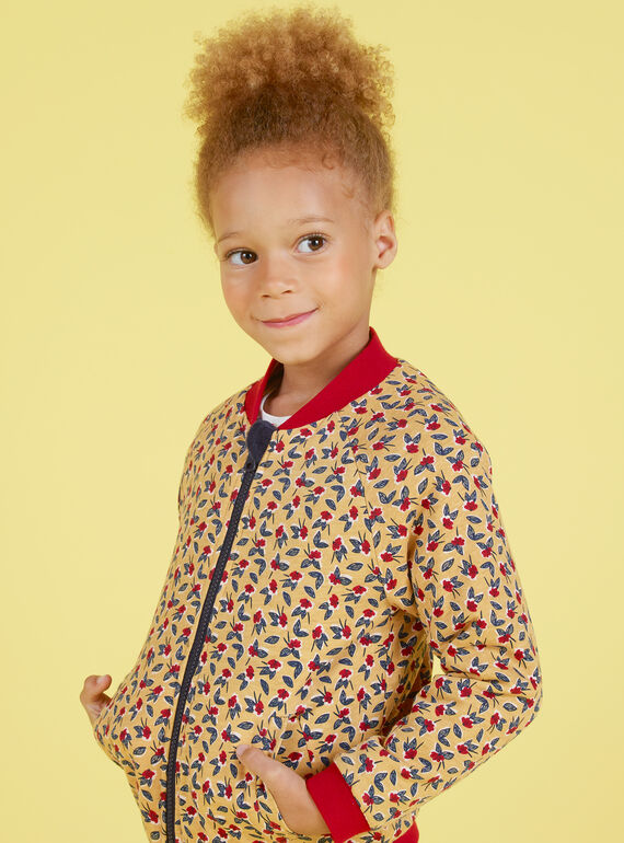 Cardigan stile giubbotto blu notte bambina MAMIXCAR2 / 21W901J1CARC205