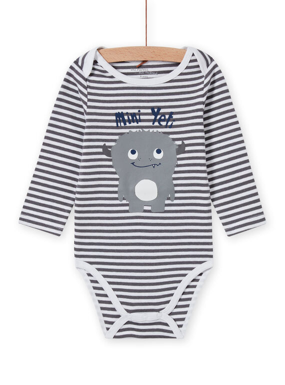 Body maniche lunghe a righe con motivo yeti neonato MEGABODYET / 21WH14C4BDLJ918