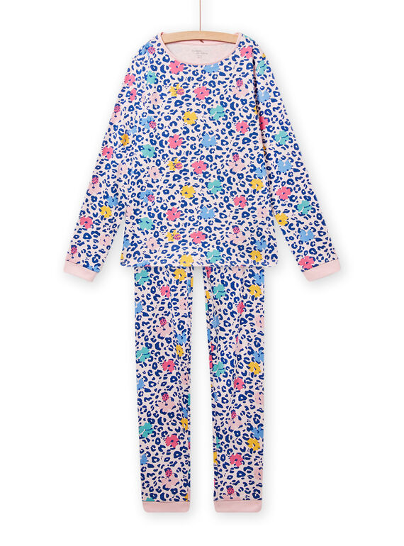 Completo pigiama T-shirt e pantaloni con stampa leopardata bambina NEFAPYJBUG / 22SH11G5PYJ632