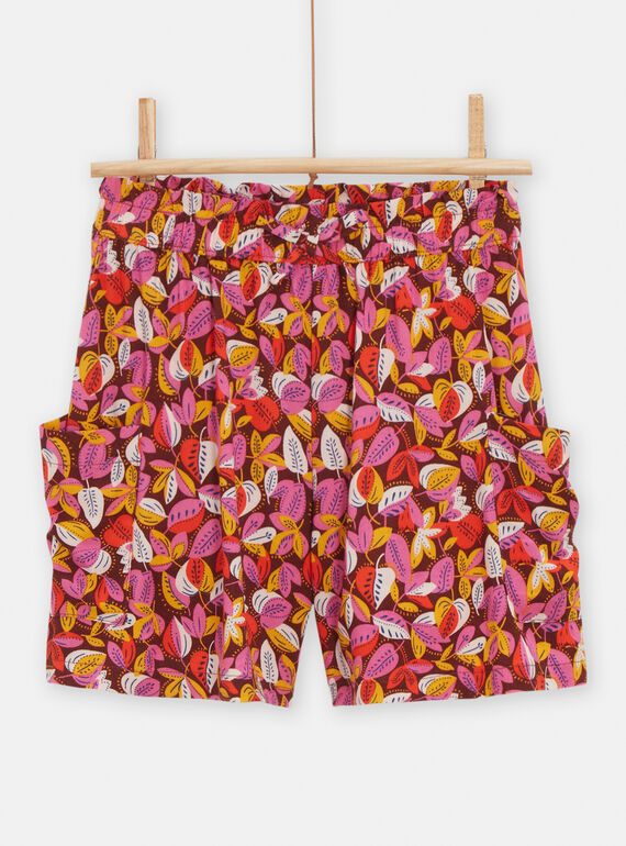 Shorts taglio morbido marroni con stampa foglie bambina TALISHORT2 / 24S901T1SHO816