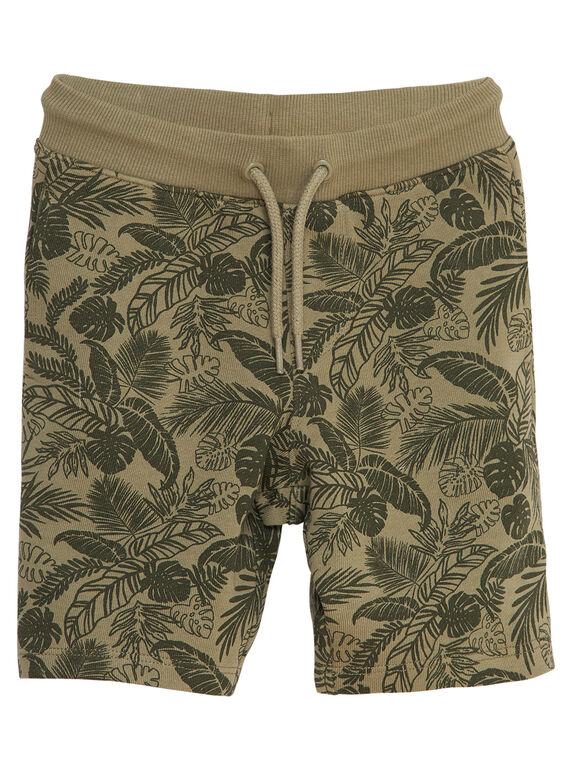 Bermuda felpati bambino kaki con stampa tropicale JOSAUBER4 / 20S902Q1BER628