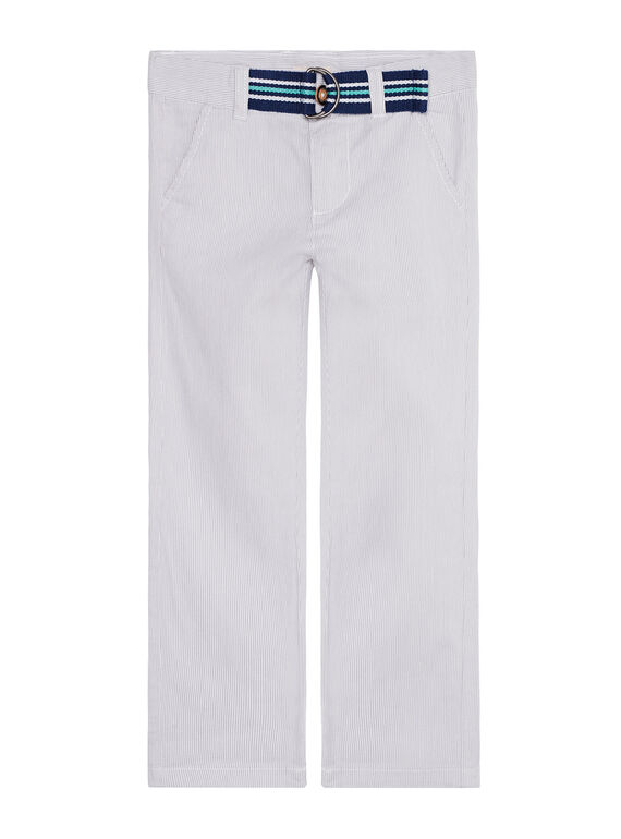Pantaloni da cerimonia bambino a righe sottili grigie JOPOEPAN / 20S902G1PAN940