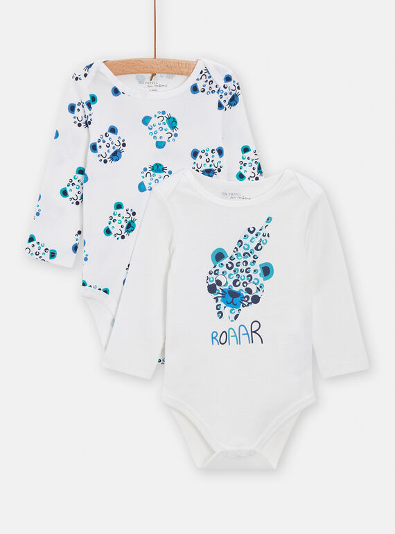 2 body bianchi e blu a maniche lunghe neonata TEGABODROAR / 24SH1464BOD000