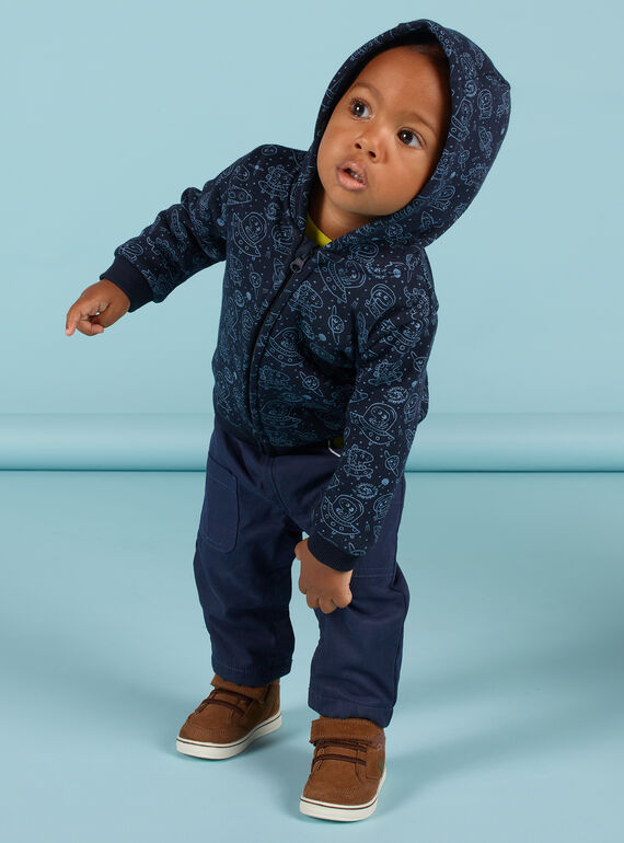 Cardigan blu e nero con stampa spazio neonato MUPLAGIL / 21WG10O1GILC243