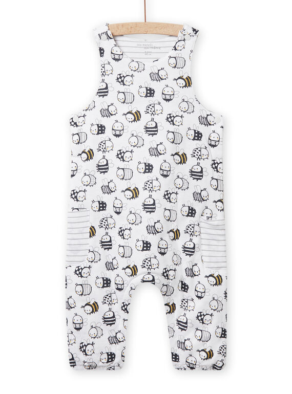 Salopette bianca con stampa ape e coccinella nascita unisex NOU1SAL2 / 22SF0542SAL000