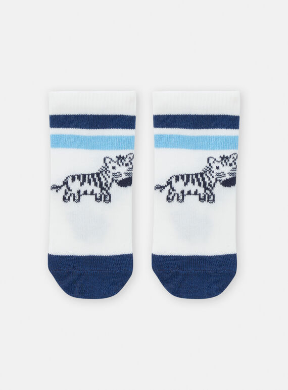 Calze bambino bianche e blu con stampa zebra TYUPOCHO / 24SI1081SOQ000